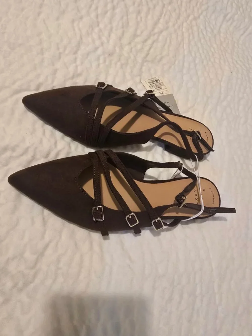 Women's Twiggy Multi Buckle Mini Heel Flats with Memory Foam Insole 8 - a New Da